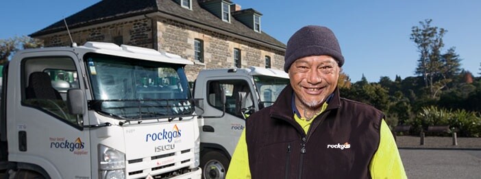 smiling rockgas delivery driver-gas cylinders-Rockgas North